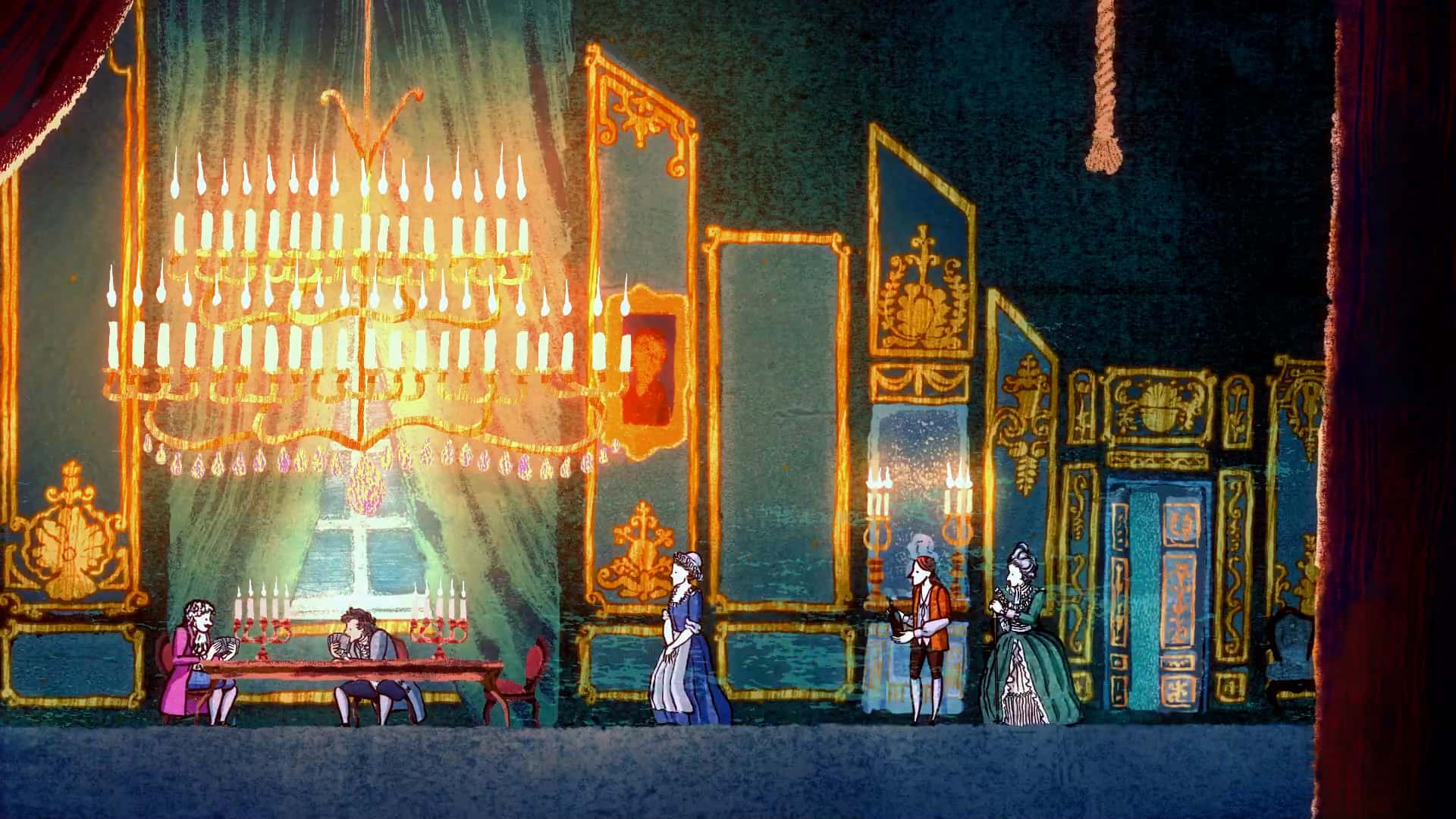 Card Shark - Screenshot of our hero serving wine to two card players