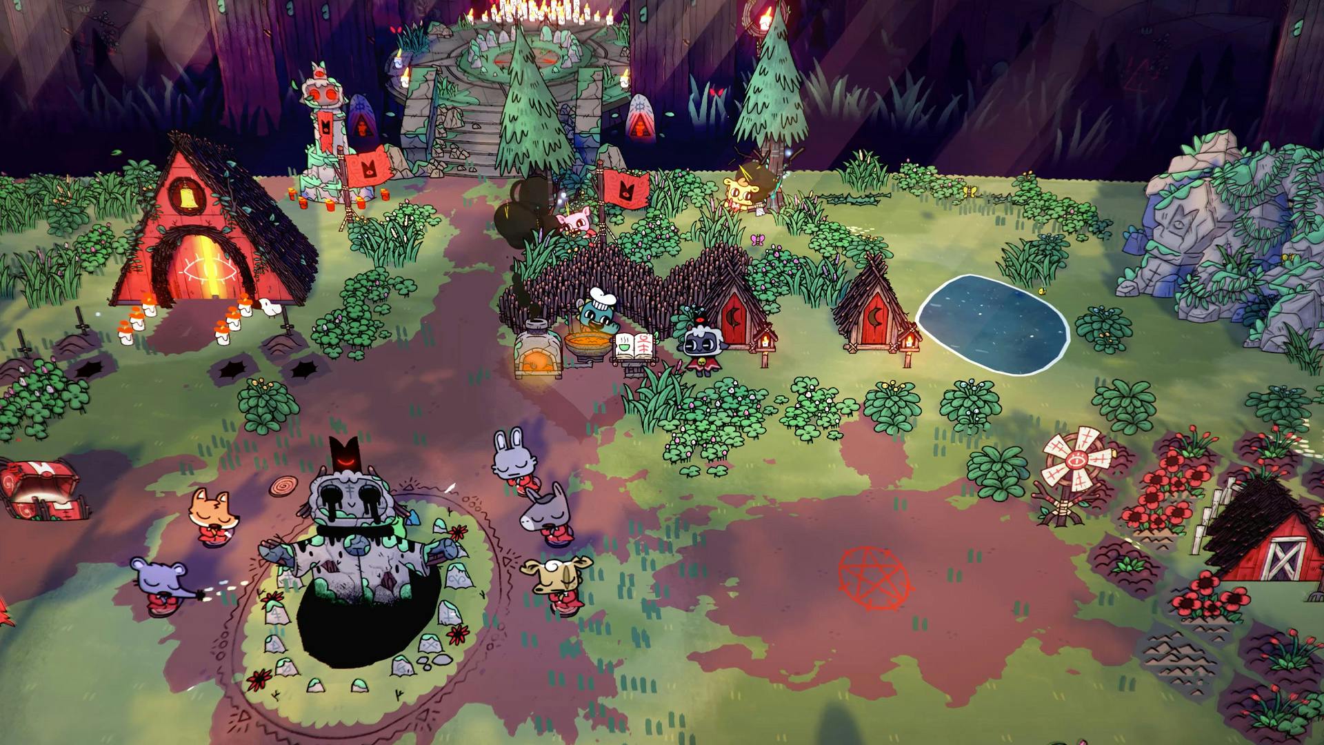 Devolver's Cult of the Lamb is an action game with sinister base building